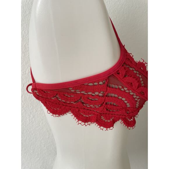 PilyQ Swim Bikini Top Lace Bralette Rouge Padding Swimwear - Picture 6 of 10